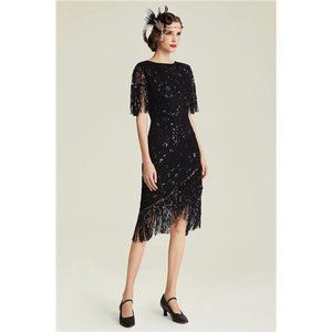 Style 1920s Flapper Dress Black